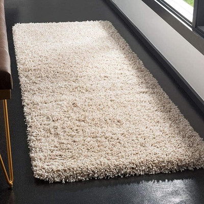 Shag Weaving Beige Polyester Area Rug(2 ft,  X 4 ft, Rectangle)
