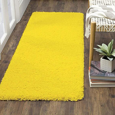 Anabia Yellow Polyester Carpet(2 ft,  X 6 ft, Rectangle)