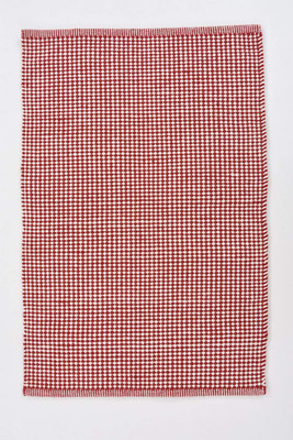 UB Home and Decor Red, White Cotton Area Rug(60 cm,  X 90 cm, Rectangle)
