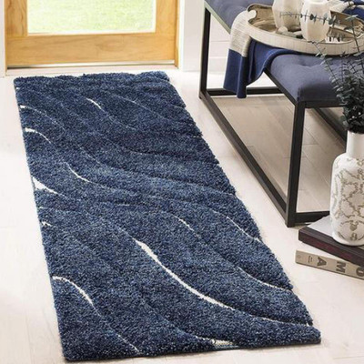 shopgallery Blue Polyester Runner(2 ft,  X 5 ft, Rectangle)