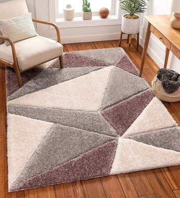 AyanCarpets Grey Polyester Carpet(4 ft,  X 4 ft, Square)