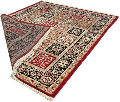 BhCarpet Red, Pink Acrylic Carpet(5 ft,  X 7 ft, Rectangle)