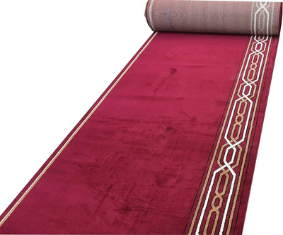 AyanCarpets Red, Gold Acrylic Carpet(4 ft,  X 10 ft, Rectangle)