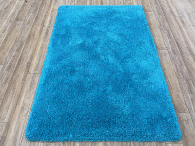 Shag Weaving Carpet Light Blue Polyester Carpet(90 cm,  X 150 cm, Rectangle)