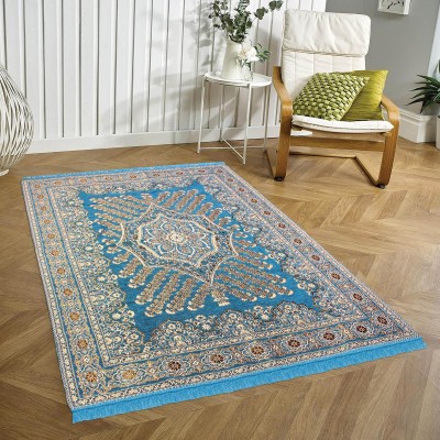 Nirmal Home Light Blue Cotton Carpet(152.4 cm,  X 213.36 cm, Rectangle)