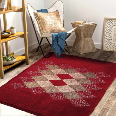 Flipkart SmartBuy Maroon Chenille Carpet(5 ft,  X 7 ft, Rectangle)