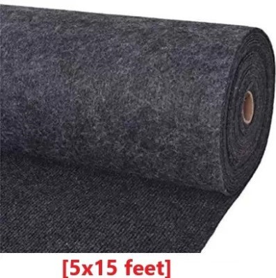 Acarpet Black, Grey Synthetic Carpet(5 ft,  X 15 ft, Rectangle)