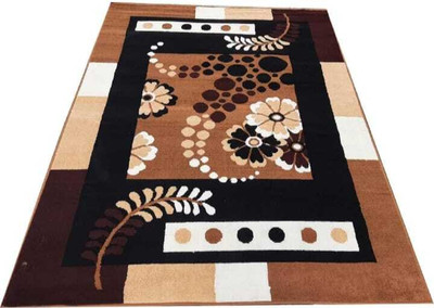 Zeeshan handloom 151 cm  X 212 cm Polyester Carpet(Rectangle, Brown, Black)