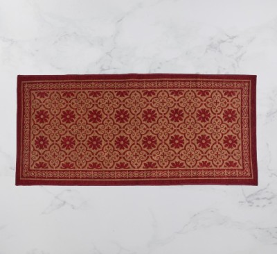 Furnishing Hut Maroon, Beige Cotton Carpet(63.5 cm,  X 124.46 cm, Rectangle)