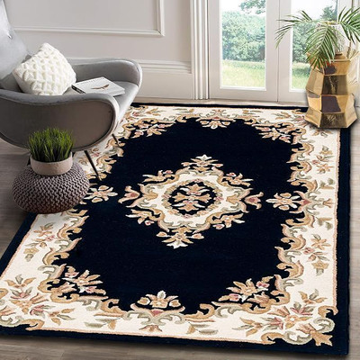 Raj International 305 cm  X 427 cm Wool Area Rug(Rectangle, Dark Blue)
