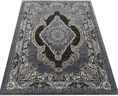 R CARPETS Grey Silk Carpet(5 ft,  X 7 ft, Rectangle)