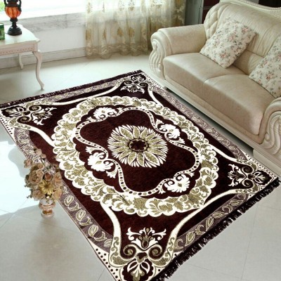 Krishna Creations Brown Cotton Carpet(4 ft,  X 6 ft, Rectangle)