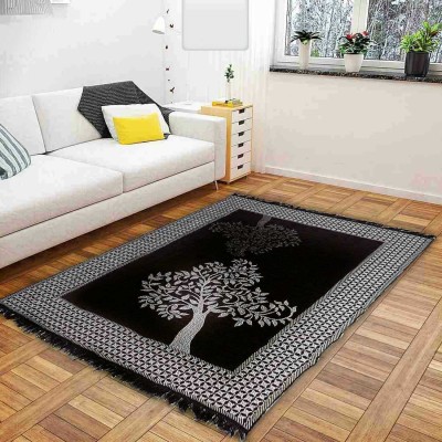 RADRUGS Black Chenille Carpet(150 cm,  X 210 cm, Rectangle)