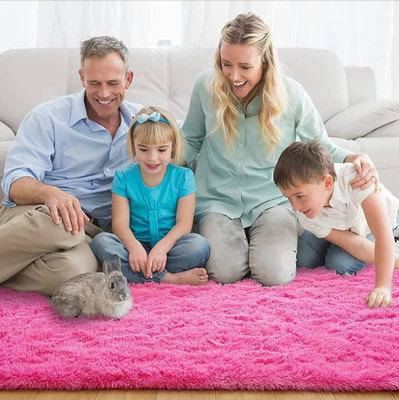 Ra handloom carpet Pink Wool Carpet(4 ft,  X 6 ft, Rectangle)