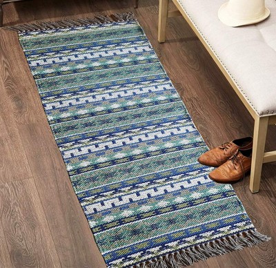 The Home Talk Beige Cotton Area Rug(2 ft,  X 5 ft, Rectangle)