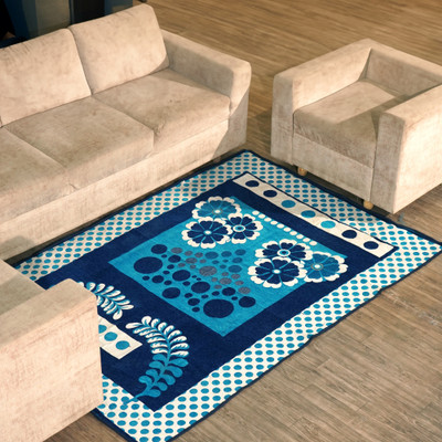 Furnishing Hut Blue Velvet Carpet(152 cm,  X 213 cm, Rectangle)