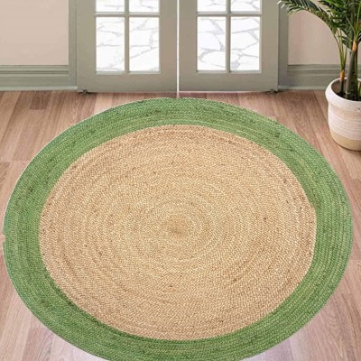 MRIC Beige, Green Jute Carpet(3 cm,  X 3 cm, Circle)