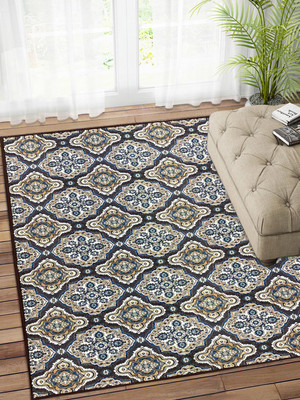 STATUS Multicolor Polyester Carpet(4 cm,  X 6 cm, Rectangle)