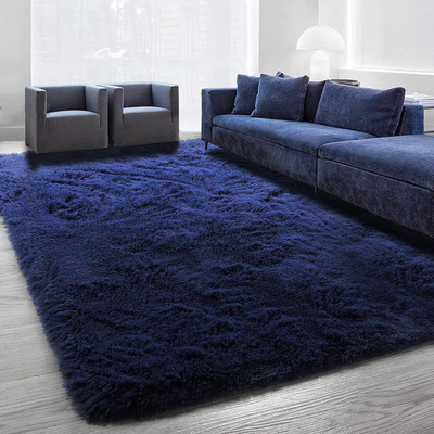 KAYNAT CARPET Dark Blue Polyester Carpet(90 cm,  X 150 cm, Rectangle)