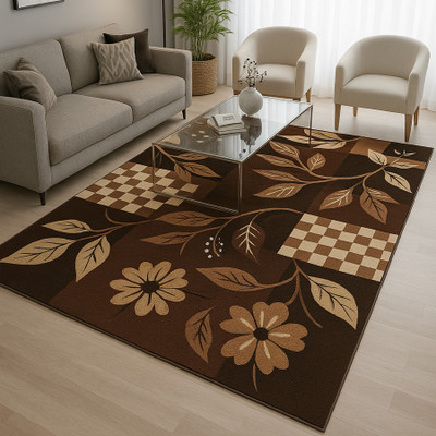 SHAHZADICARPET 152 cm  X 213 cm Acrylic Carpet(Rectangle, Brown)