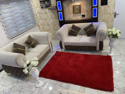 HR CARPET Red Polyester Carpet(5 ft.,  X 7 ft., Rectangle)