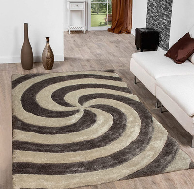 HR CARPET White, Brown Polyester Carpet(3 ft.,  X 5 ft., Rectangle)