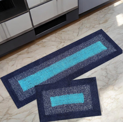 ROUSN Blue Cotton Runner(40 cm,  X 120 cm, Rectangle)