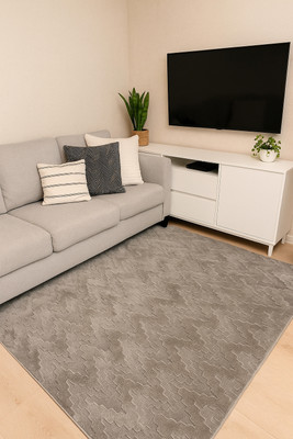 IP FASHION Grey Silk Carpet(150 cm,  X 205 cm, Rectangle)