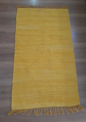 Hemant Agrawal Yellow Cotton Dhurrie(2 ft,  X 4 ft, Rectangle)