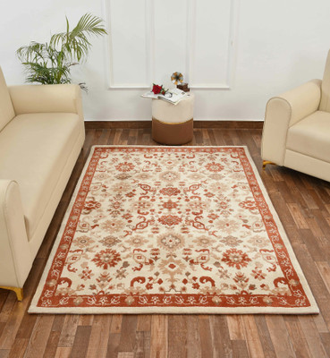 PRESTO BAZAAR Orange Polyester Carpet(4 ft,  X 6 ft, Rectangle)