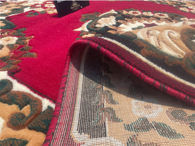 Acarpet Red Viscose Carpet(6 ft,  X 8 ft, Rectangle)