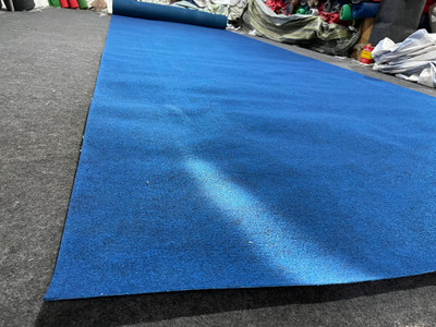 Shag Weaving 150 cm  X 600 cm Polypropylene Carpet(Rectangle, Blue)