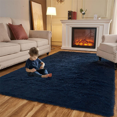 Shag Weaving Dark Blue Polyester Runner(60 cm,  X 180 cm, Rectangle)