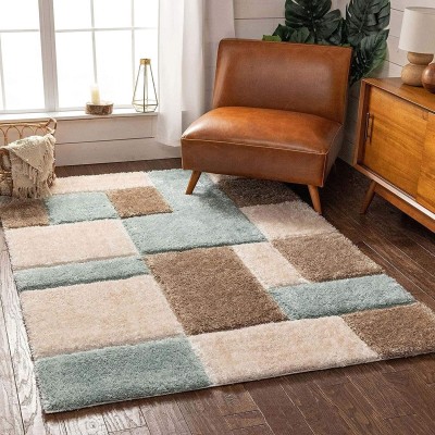 AyanCarpets White, Brown Polyester Carpet(120 cm,  X 180 cm, Rectangle)