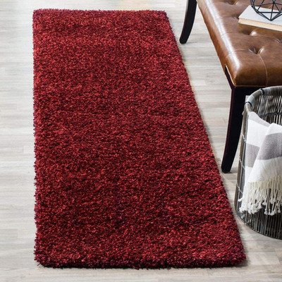 Shag Weaving Red Polyester Carpet(2 ft,  X 3 ft, Rectangle)