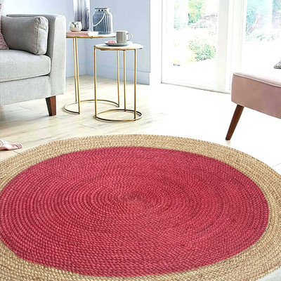 MRIC Red Jute Carpet(3 cm,  X 3 cm, Circle)
