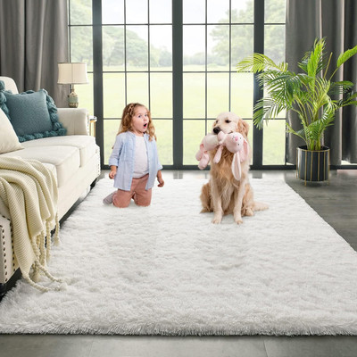 Shag Weaving White Polyester Runner(60 cm,  X 180 cm, Rectangle)
