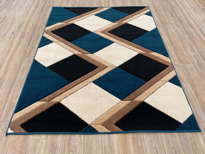 Shag Weaving Dark Blue Wool Carpet(60 cm,  X 180 cm, Rectangle)