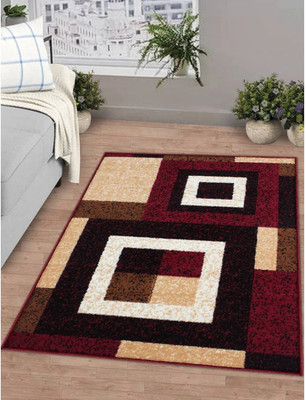 R CARPETS Brown Silk Carpet(5 ft,  X 7 ft, Rectangle)