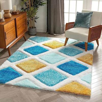 Shaggy Expert Multicolor Wool, Cotton Carpet(6 ft,  X 4 ft, Rectangle)
