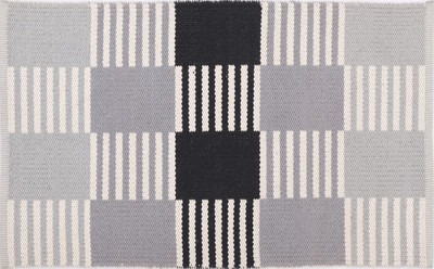 UB Home and Decor Silver, Black Cotton Area Rug(60 cm,  X 90 cm, Rectangle)