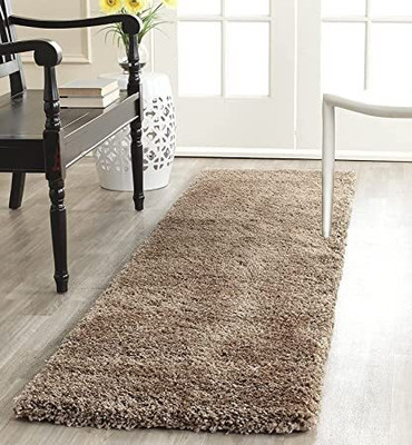 Anabia Beige Polyester Carpet(2 ft,  X 6 ft, Rectangle)