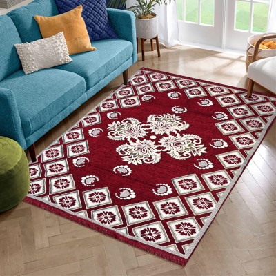 lupusiya Red Chenille Carpet(152 cm,  X 213 cm, Rectangle)