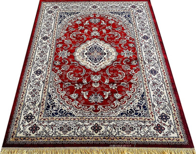 R CARPETS Red Silk Carpet(5 ft,  X 7 ft, Rectangle)