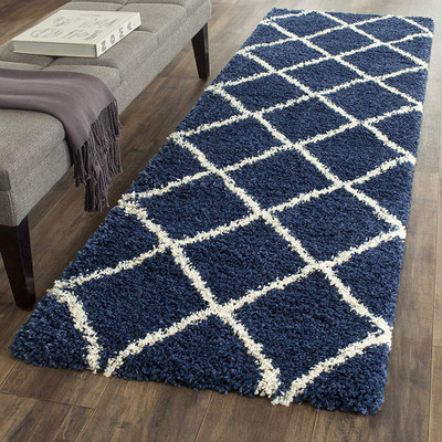 HR CARPET Blue Polyester Carpet(2 ft.,  X 6 ft., Rectangle)