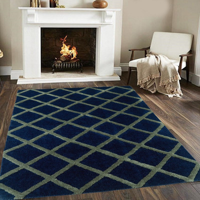 Woolpik Yellow Polyester Carpet(4 cm,  X 6 cm, Rectangle)