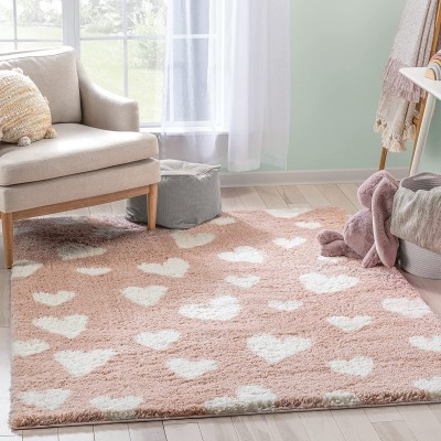 SR Handloom Pink Polyester Carpet(7 ft,  X 5 ft, Rectangle)