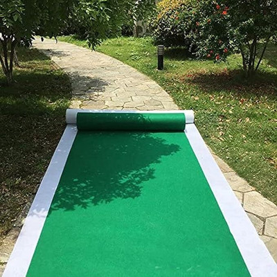 SanayaCarpet Green Polyester Carpet(150 cm,  X 1500 cm, Rectangle)