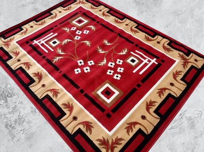 GHCARPETS 180 cm  X 240 cm Acrylic Carpet(Rectangle, Red)