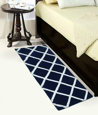 Woolpik Blue Polyester Runner(2 ft,  X 8 ft, Rectangle)